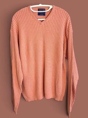 Pendleton Vintage Men's Micro Cable Desert Clay Cotton V-Neck Sweater Size XL